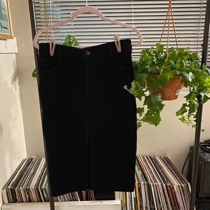 Black “Corduroy” Midi Skirt with Slit